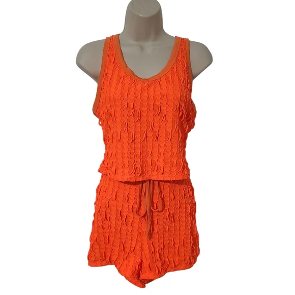 Neon Orange Textured 2 Piece Set - Picture 3 of 7